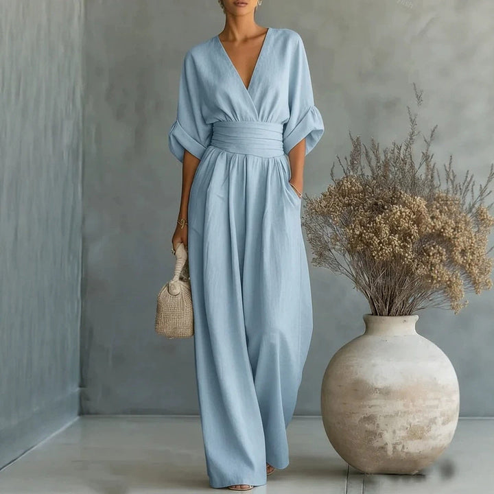 Geraldine | Elegant Draped Wide-Leg Jumpsuit