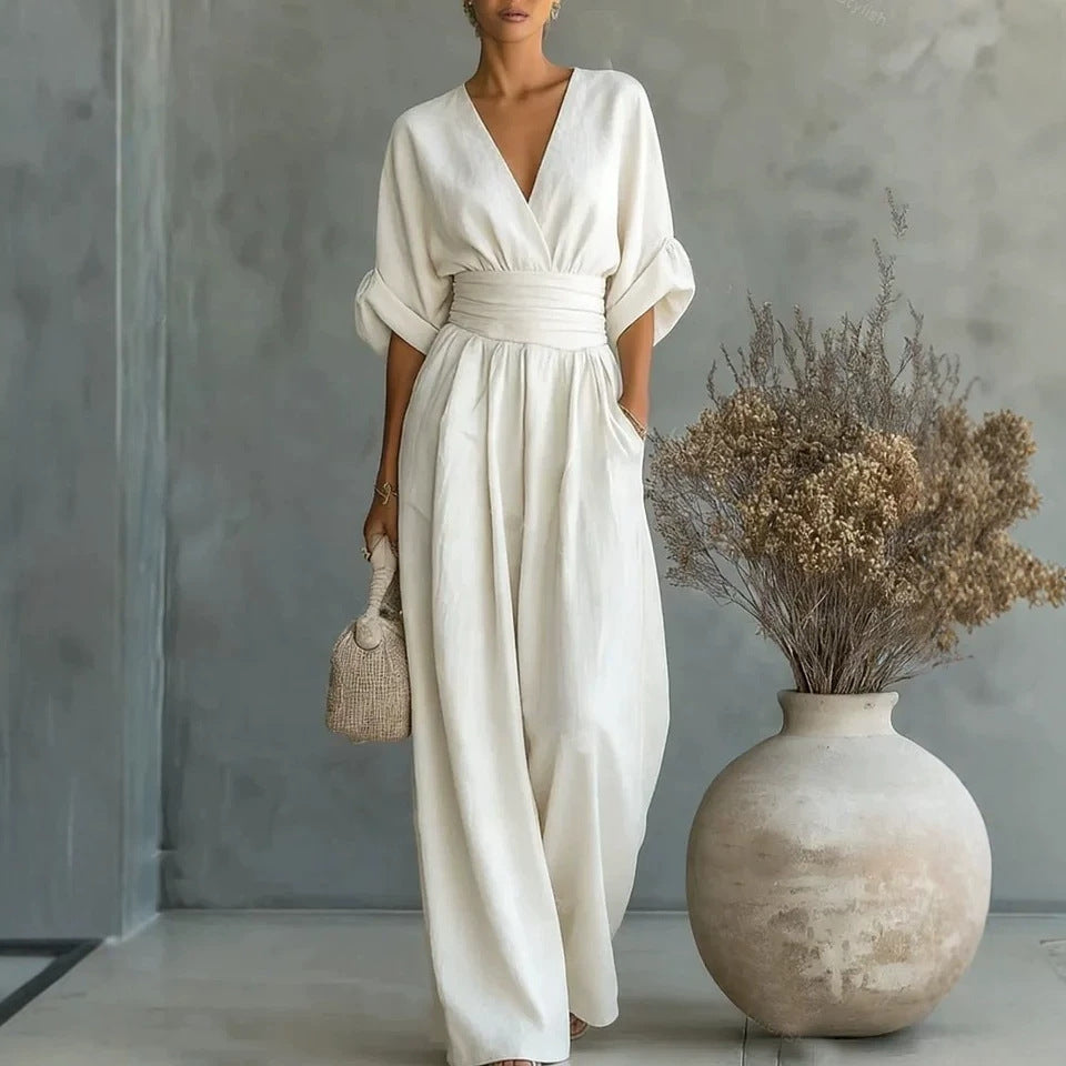 Geraldine | Elegant Draped Wide-Leg Jumpsuit