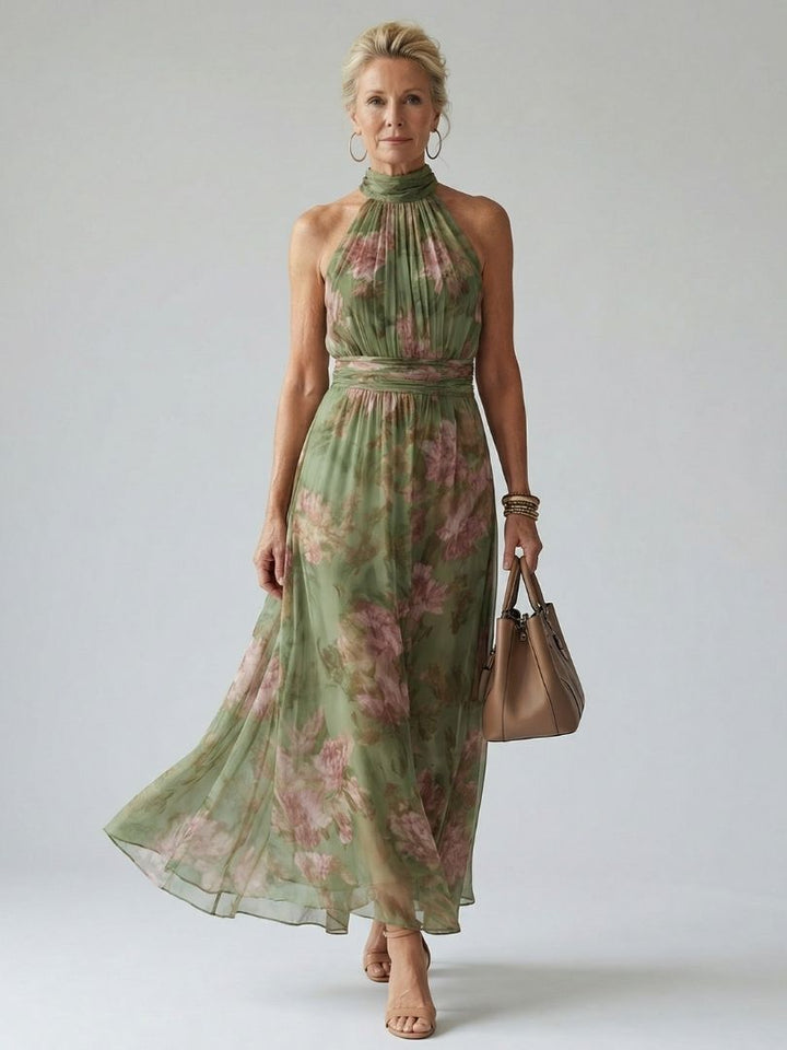 Marisol | Gathered Halter Midi Dress