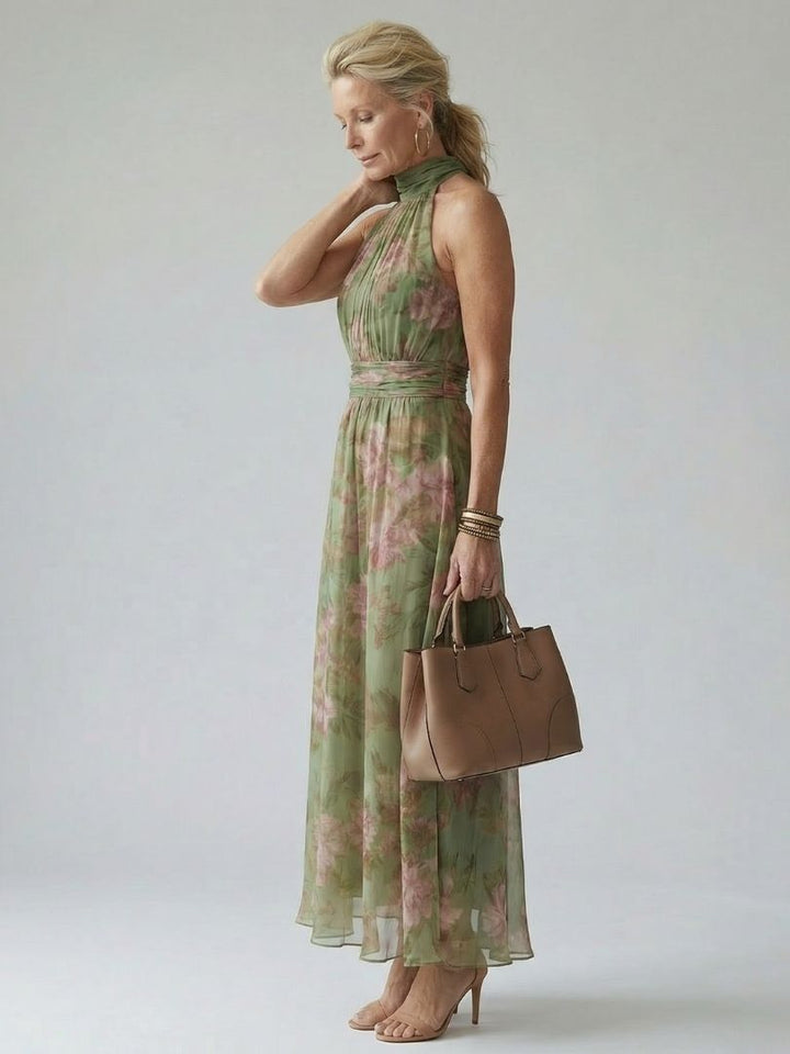Marisol | Gathered Halter Midi Dress
