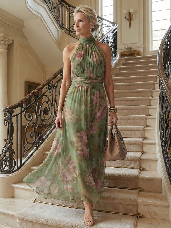 Marisol | Gathered Halter Midi Dress