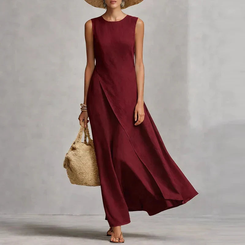Elin | Asymmetric Linen Maxi Dress