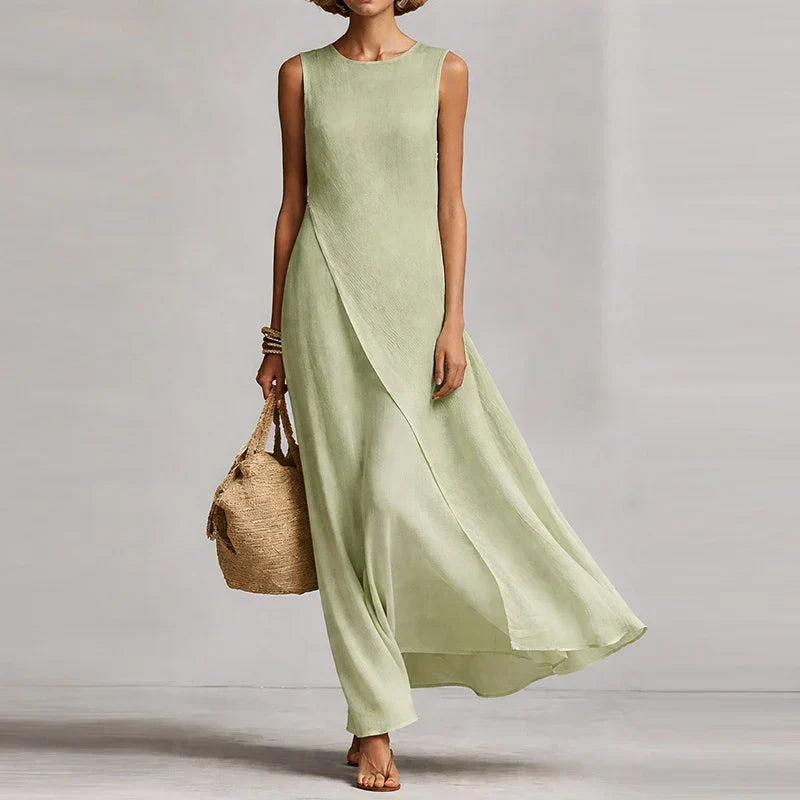 Elin | Asymmetric Linen Maxi Dress