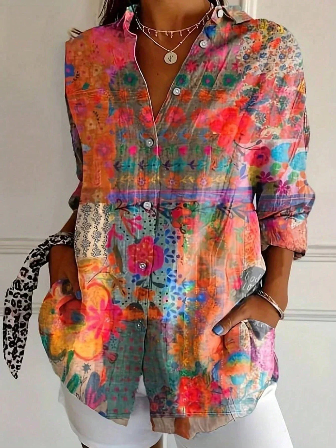 Talia | Abstract Print Button Blouse