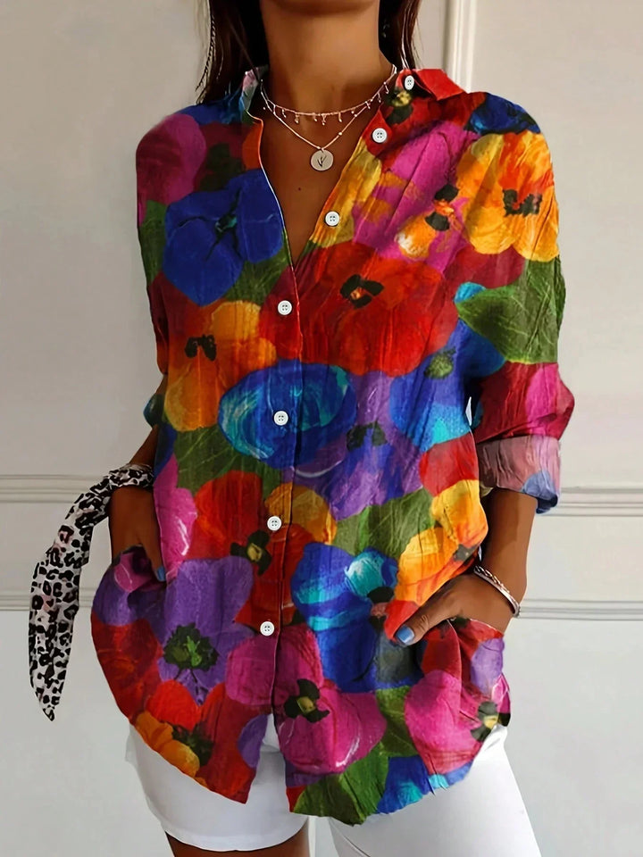 Talia | Abstract Print Button Blouse