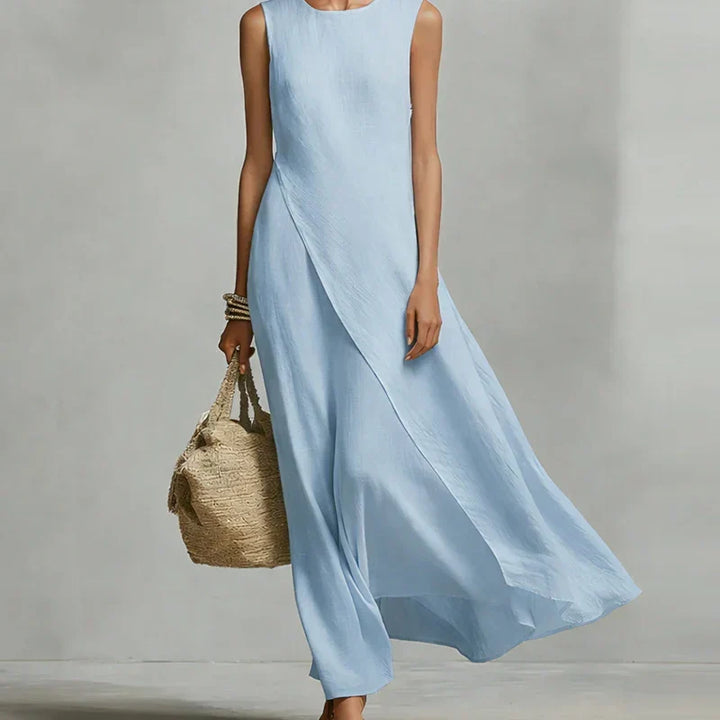 Elin | Asymmetric Linen Maxi Dress