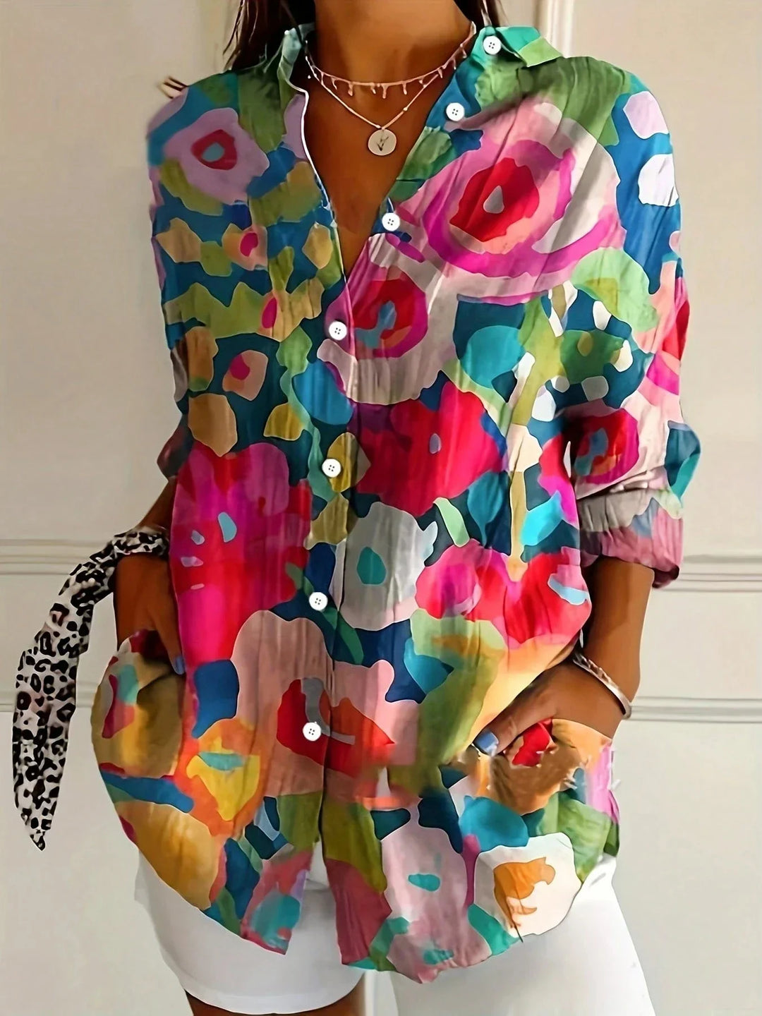 Talia | Abstract Print Button Blouse