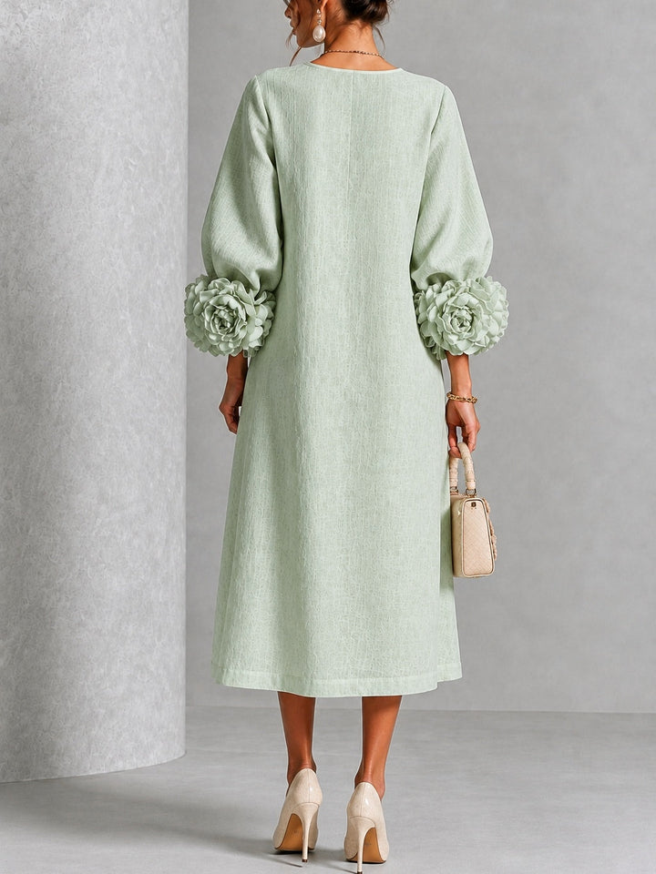 Nell | Floral-Cuff Midi Dress