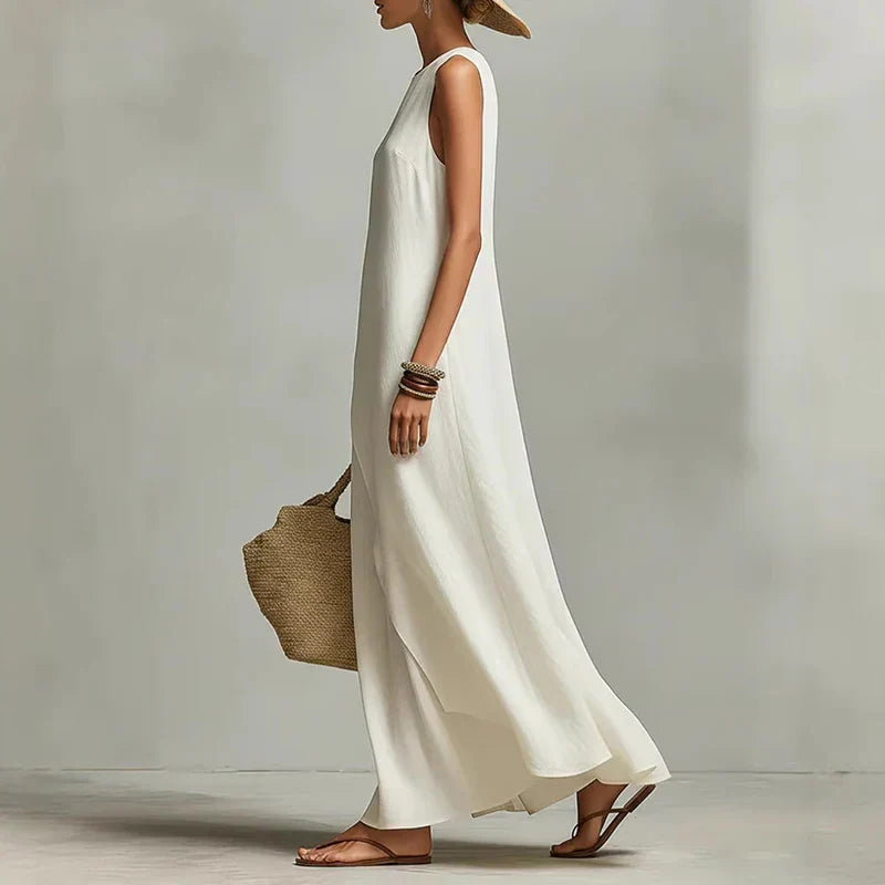 Elin | Asymmetric Linen Maxi Dress