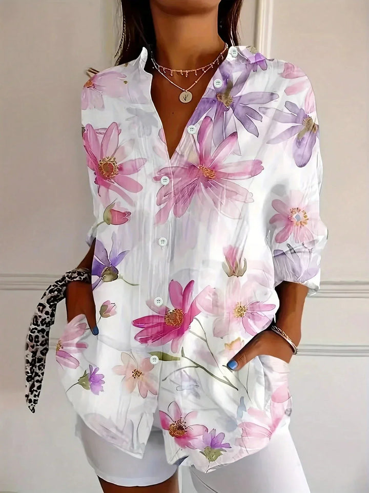 Talia | Abstract Print Button Blouse