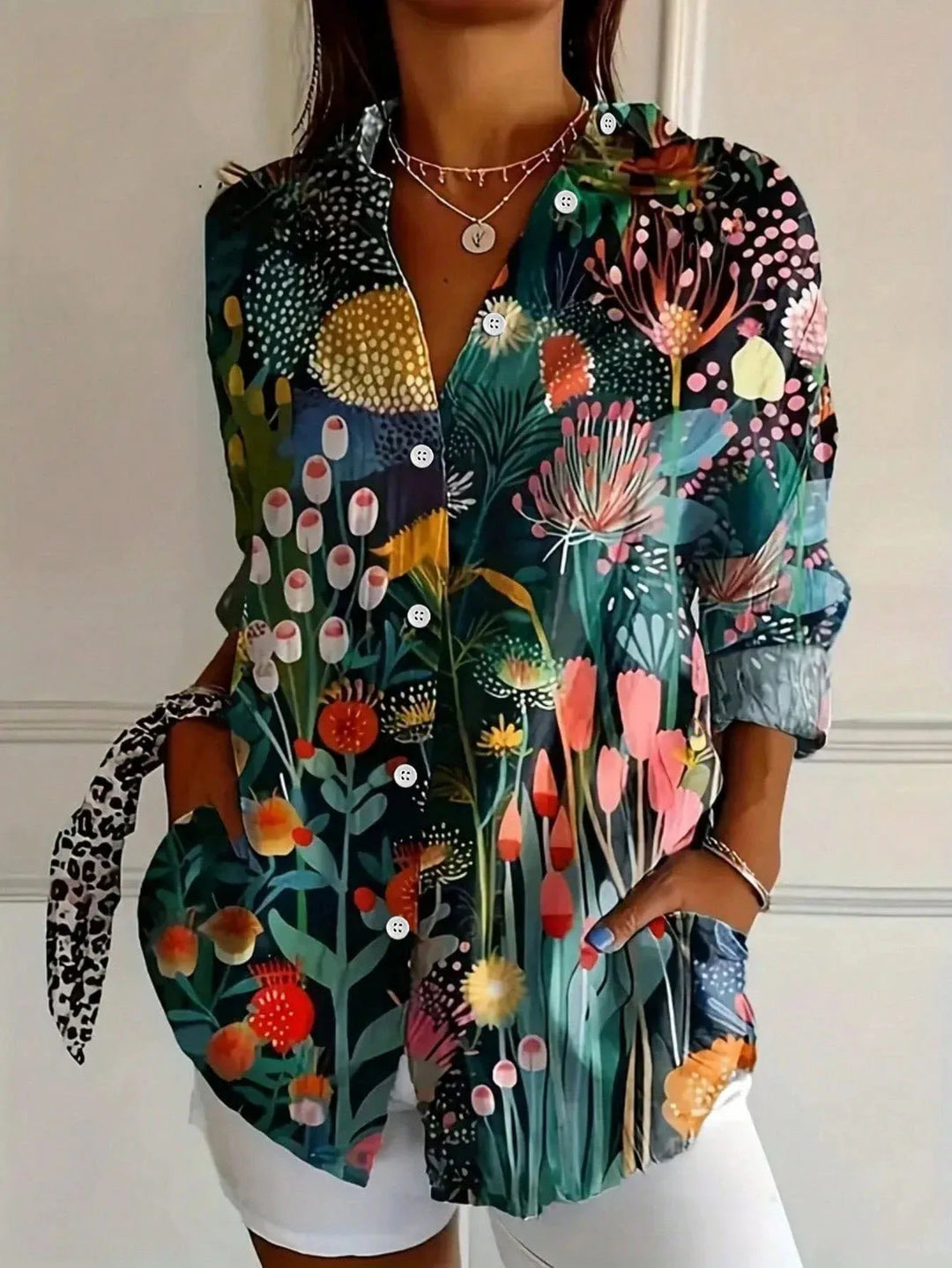 Talia | Abstract Print Button Blouse