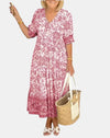 Aria | Elegant Floral Dress with V-Neck