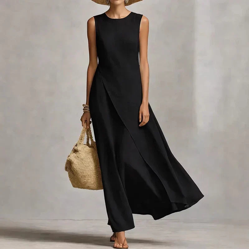 Elin | Asymmetric Linen Maxi Dress