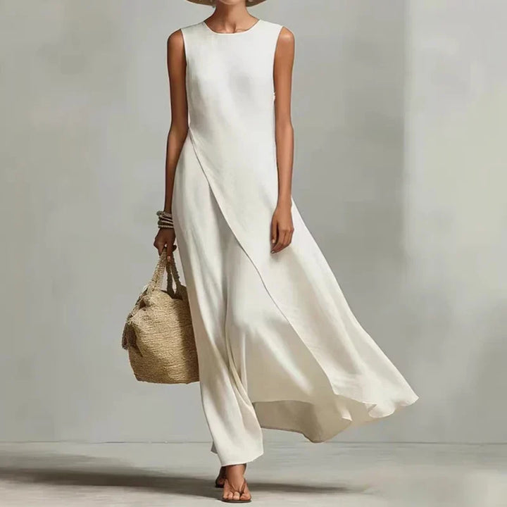 Elin | Asymmetric Linen Maxi Dress
