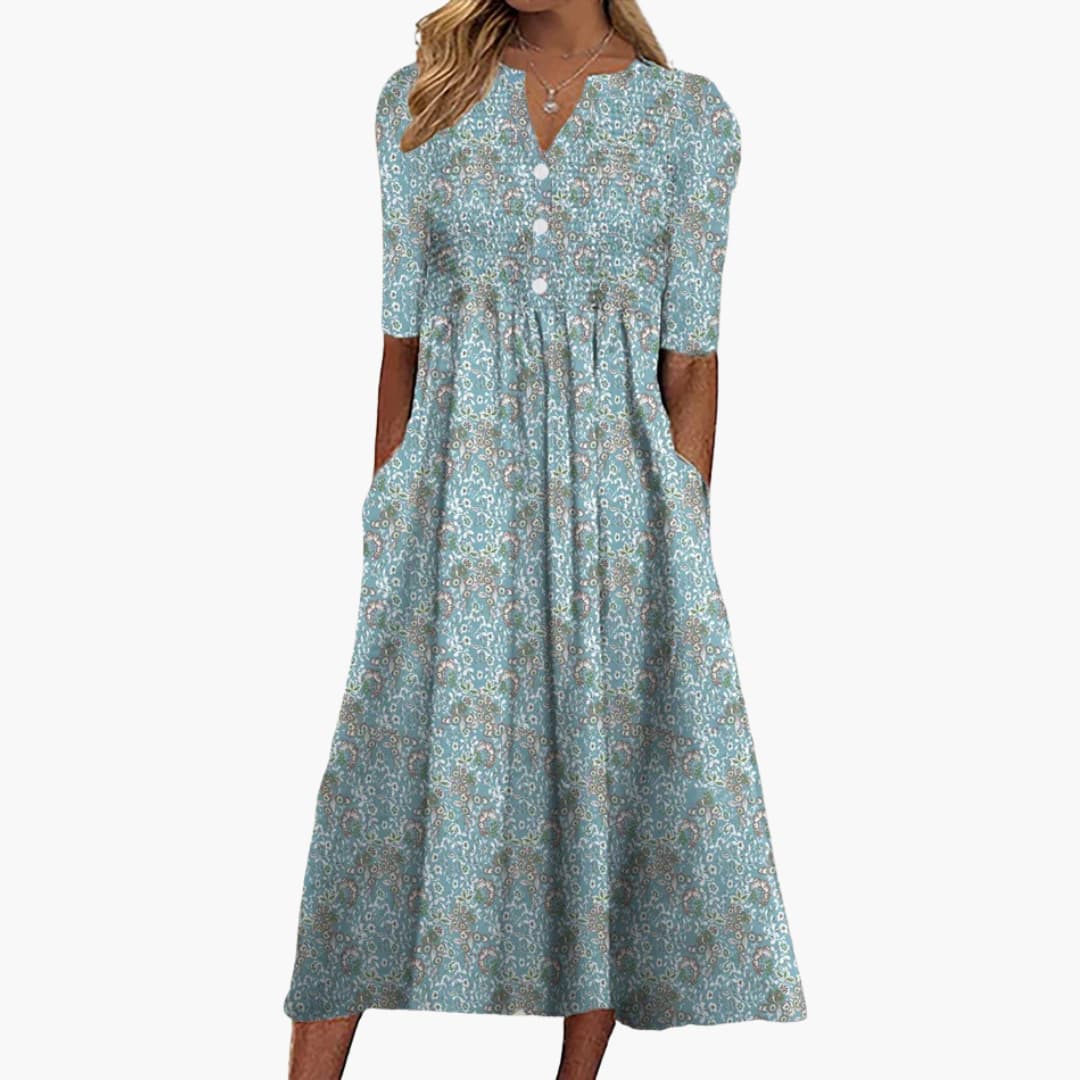 Noemi | Floral V-Neck Midi Dress