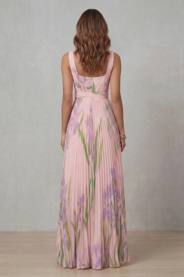 Vivienna – Watercolour floral – Pleated maxi dress-10490755514711-OLVIA ROSE LONDON