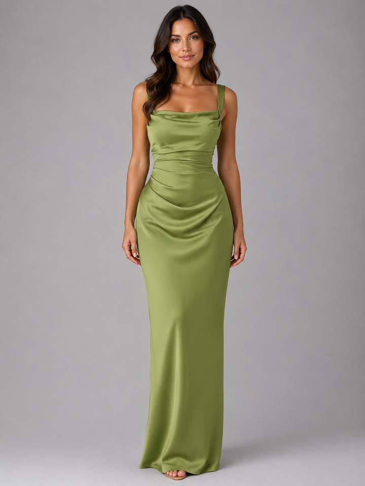 Marlena | Satin Ruched Maxi Dress