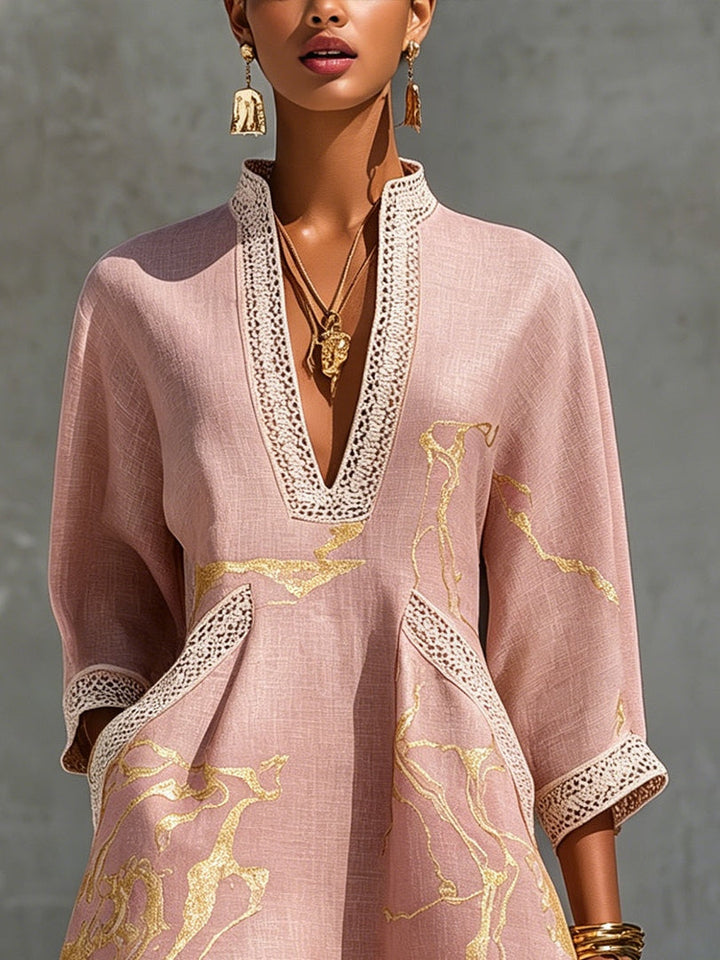 Allegra | Lace-Trimmed V-Neck Mini Dress