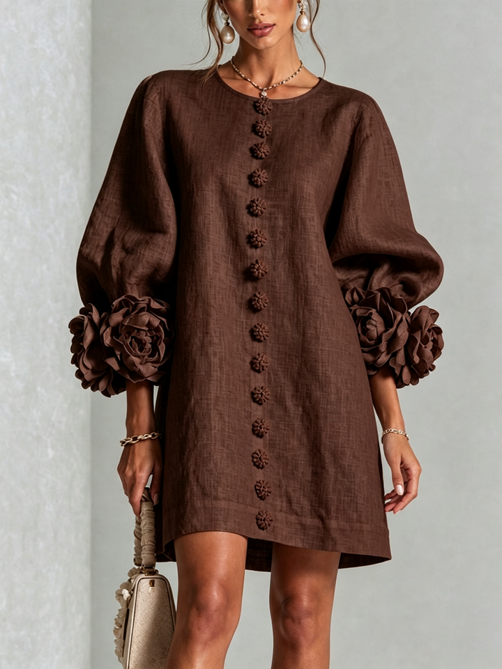 Lucinda | Rosette-Cuff Mini Dress