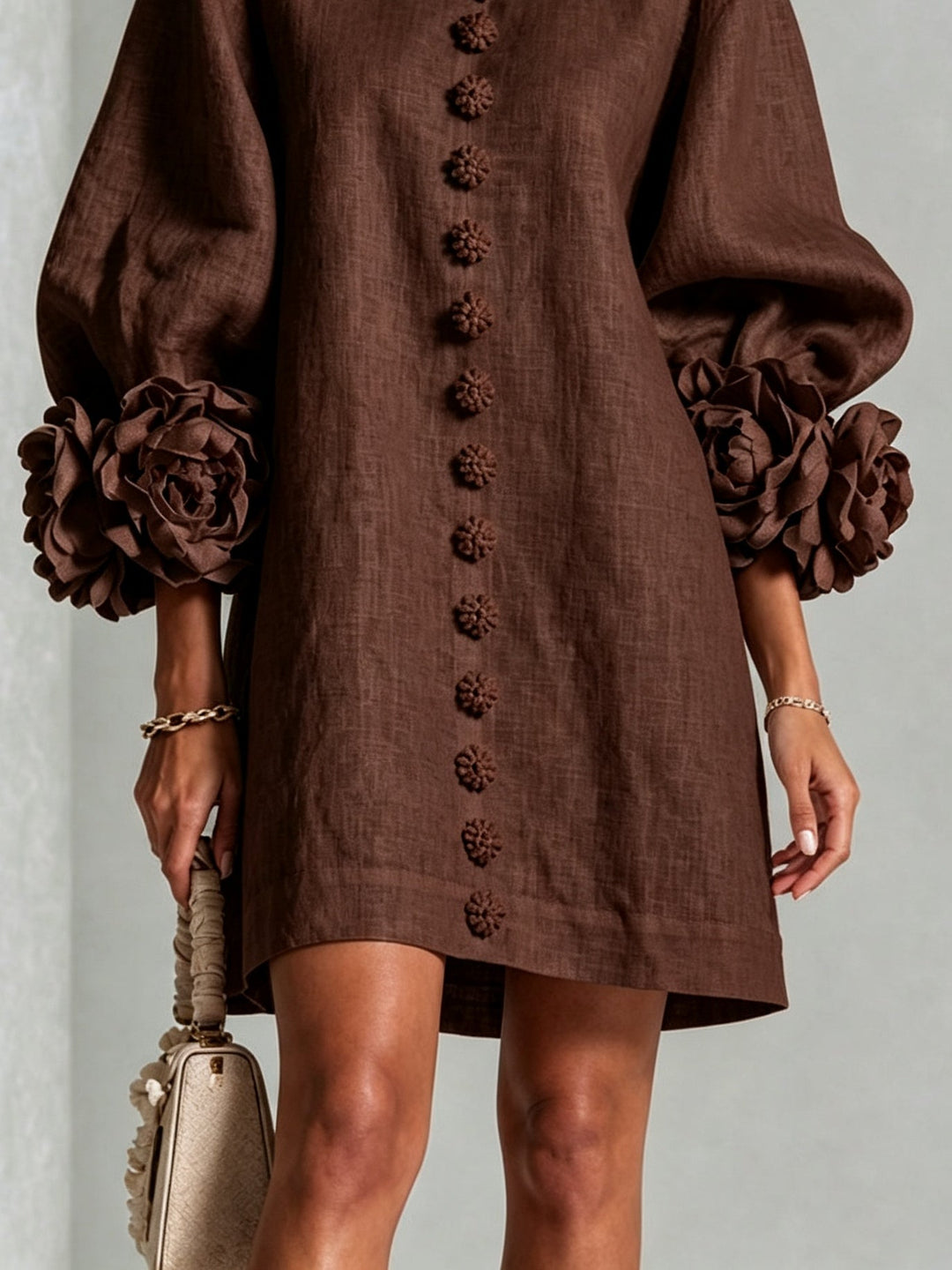Lucinda | Rosette-Cuff Mini Dress