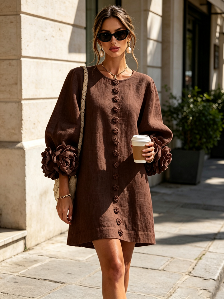 Lucinda | Rosette-Cuff Mini Dress