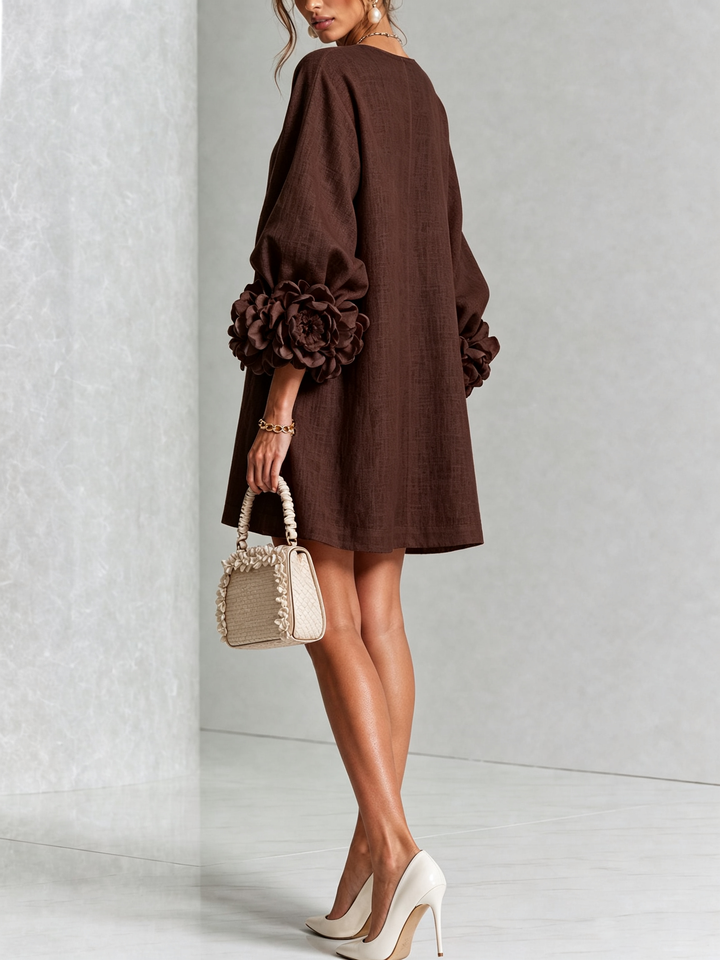 Lucinda | Rosette-Cuff Mini Dress