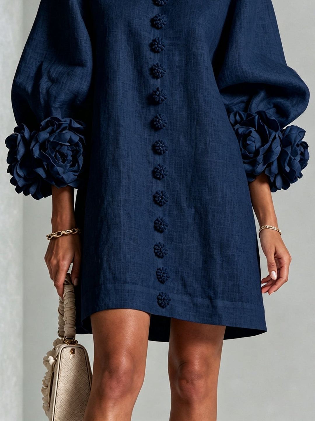 Mabelle | Rosette-Cuff Mini Dress