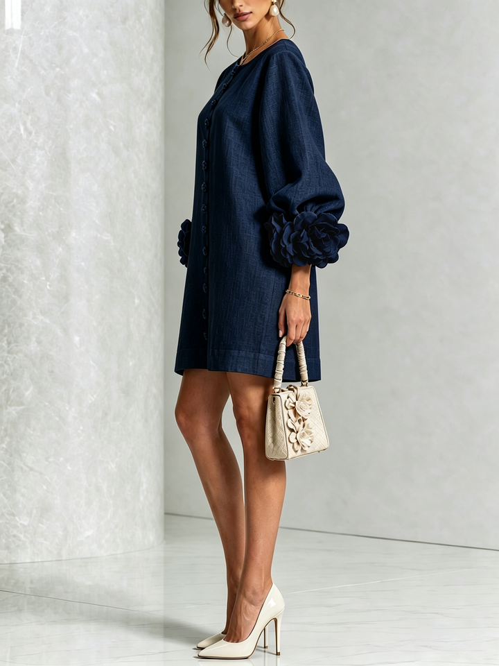 Mabelle | Rosette-Cuff Mini Dress