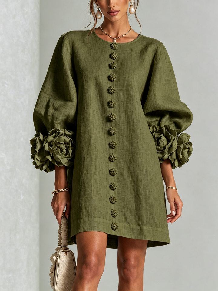 Millicent | Floral-Detail Button Mini Dress