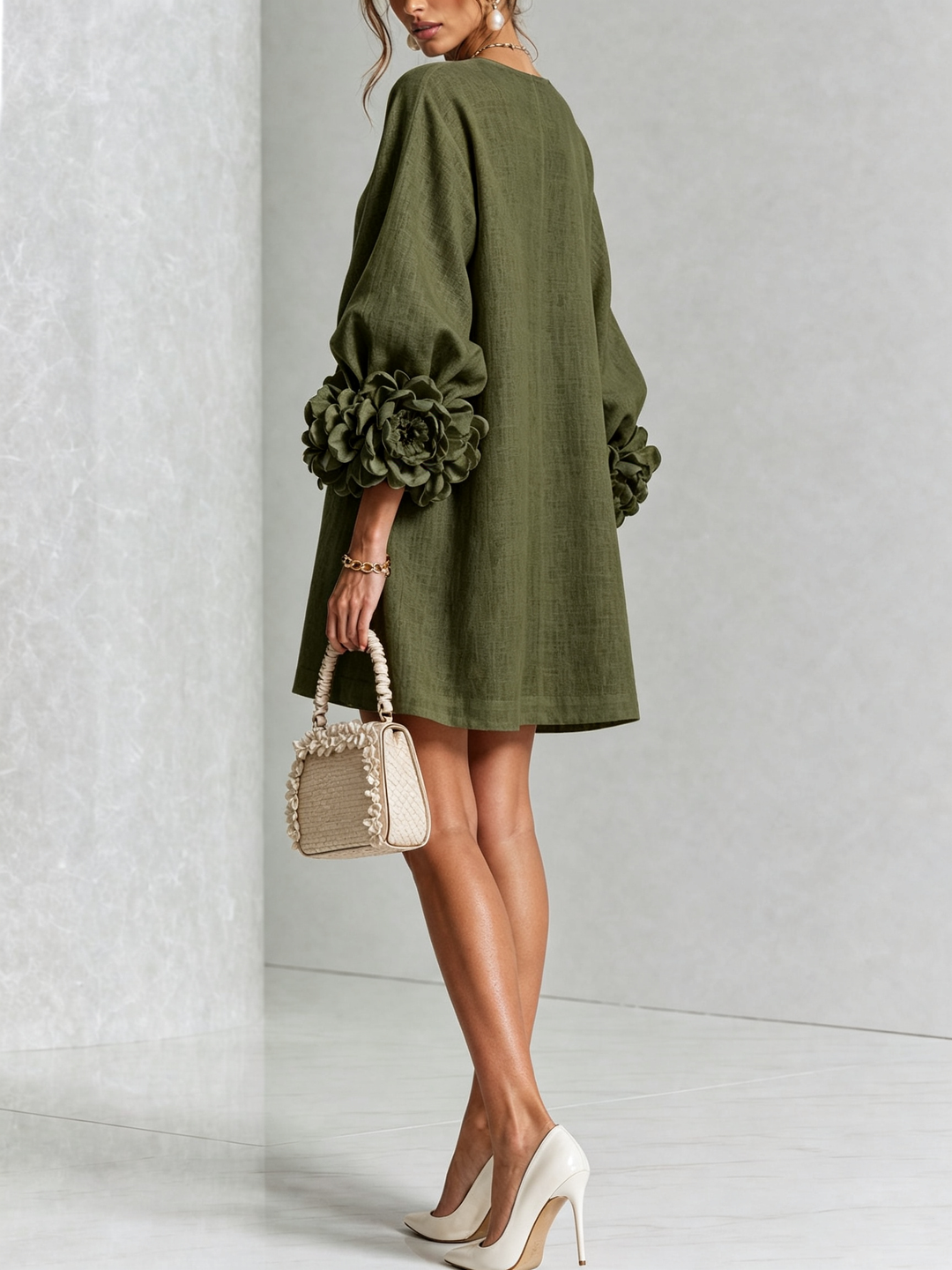 Millicent | Floral-Detail Button Mini Dress