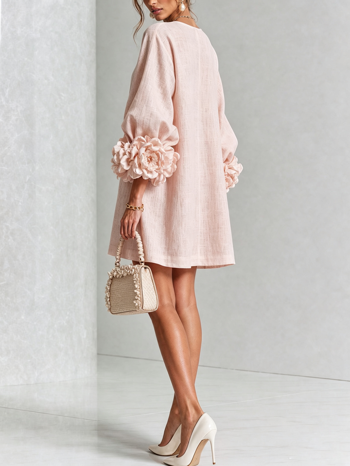 Edwina | Floral-Trimmed Statement Mini Dress