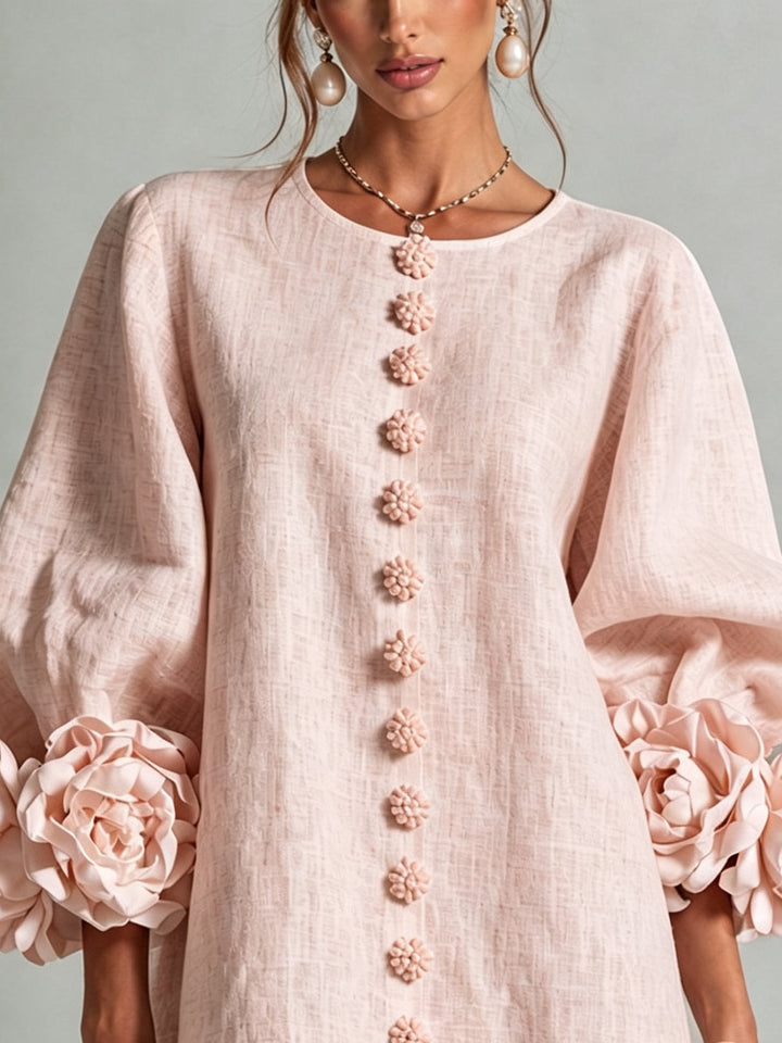 Edwina | Floral-Trimmed Statement Mini Dress
