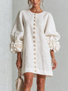 Clarissa | Floral-Cuff Button Mini Dress