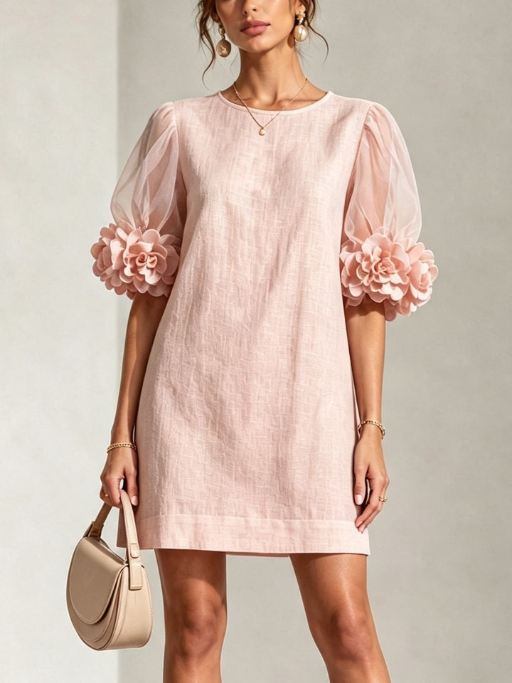 Rosalind | Floral-Cuff Puff-Sleeve Mini Dress