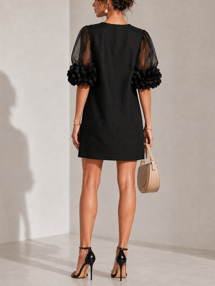 Zelda | Floral-Cuff Puff-Sleeve Mini Dress