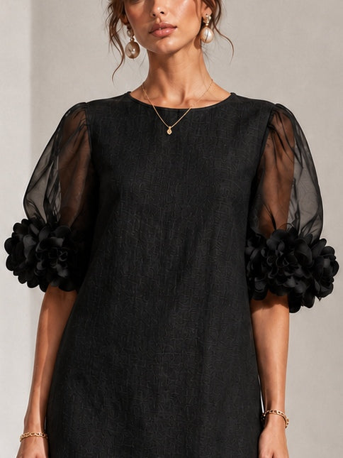 Zelda | Floral-Cuff Puff-Sleeve Mini Dress