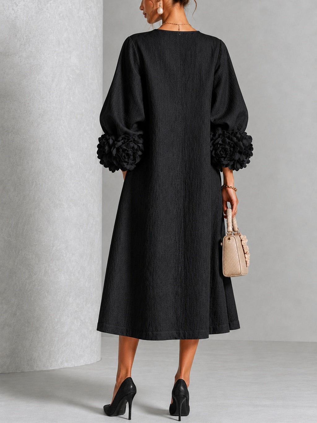 Ursuline | Floral-Cuff Midi Dress