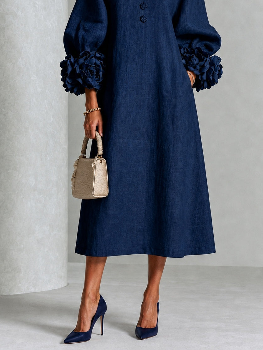 Yvette | Floral-Cuff Midi Dress