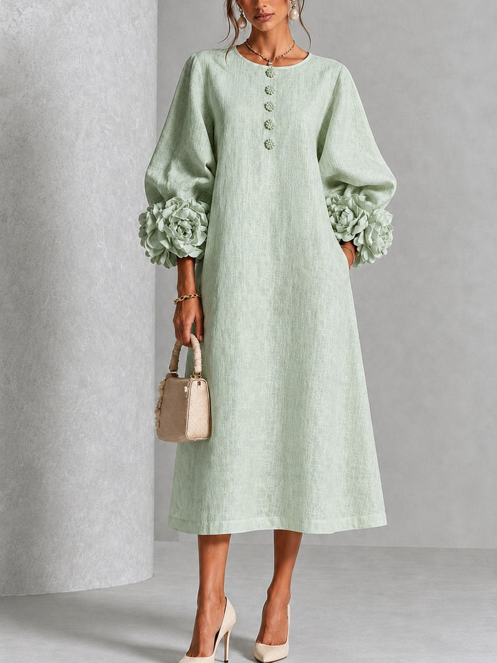 Nell | Floral-Cuff Midi Dress