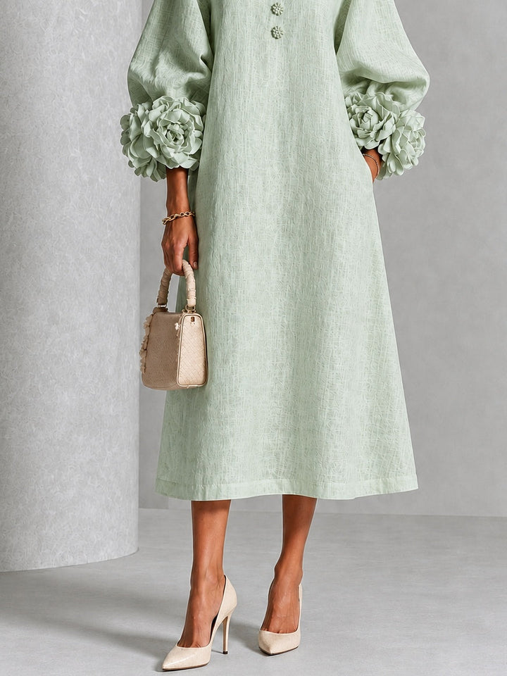 Nell | Floral-Cuff Midi Dress