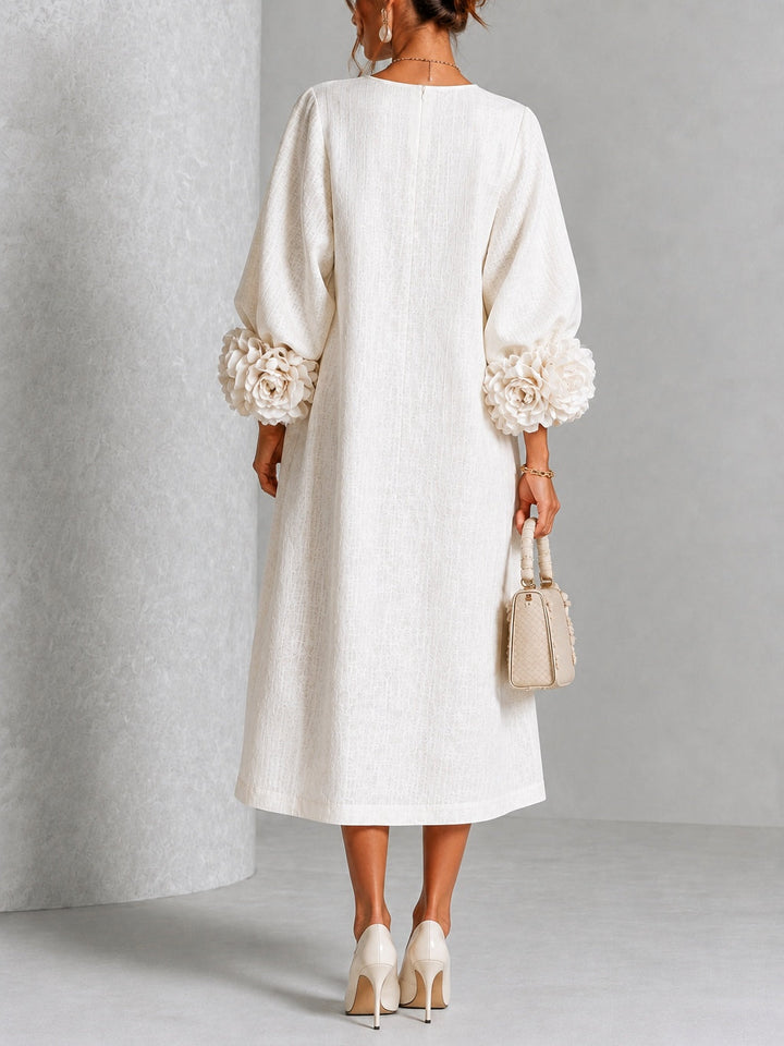 Prudence | Floral-Cuff Buttoned Midi Dress