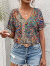 Marina | Art Print Chic V-Neck Blouse