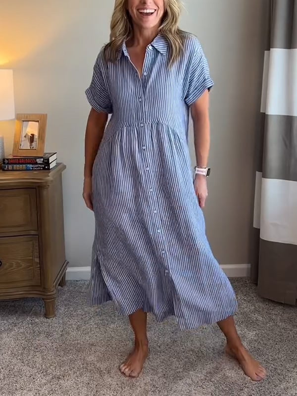 Edie | Striped Button-Up Dress