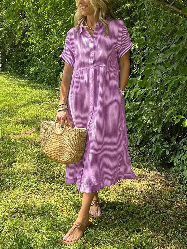 Edie | Striped Button-Up Dress