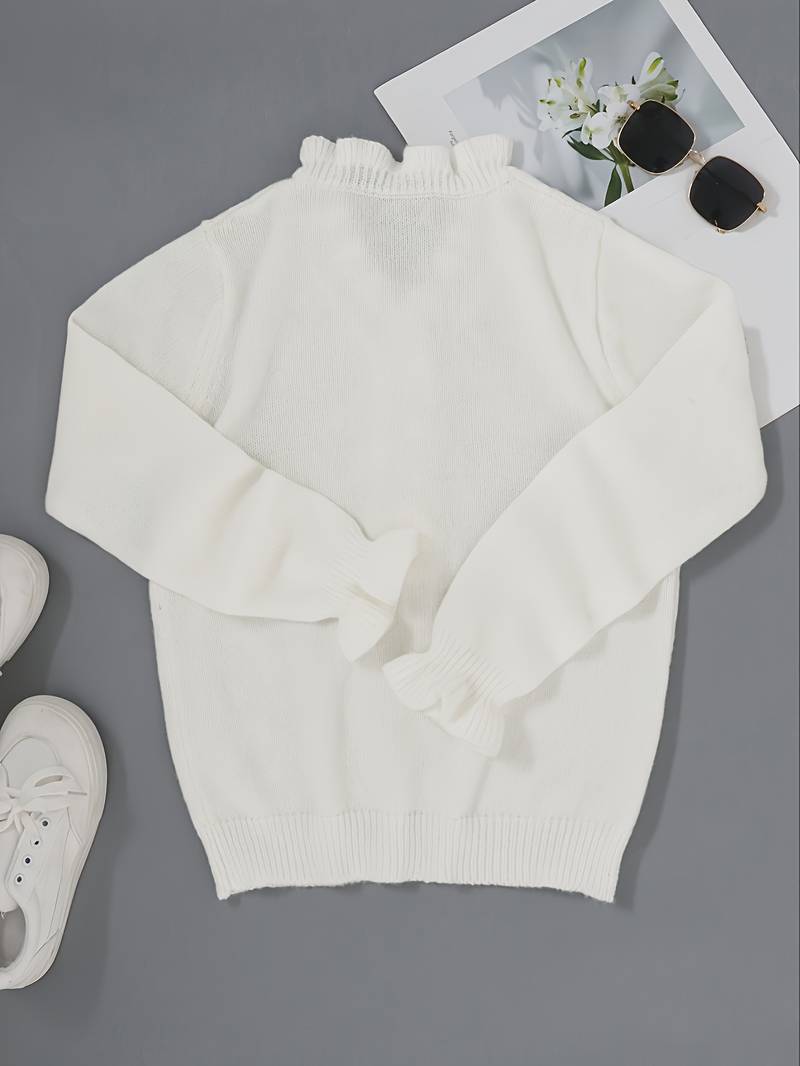 Mara | Plain Jumper With V-Neck and Buttons
