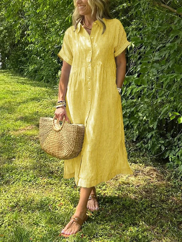 Edie | Striped Button-Up Dress
