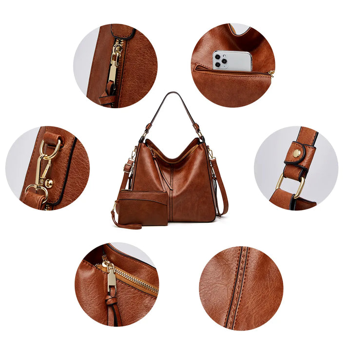 Coco Luxury Leather Hobo Anti-Theft Handbag