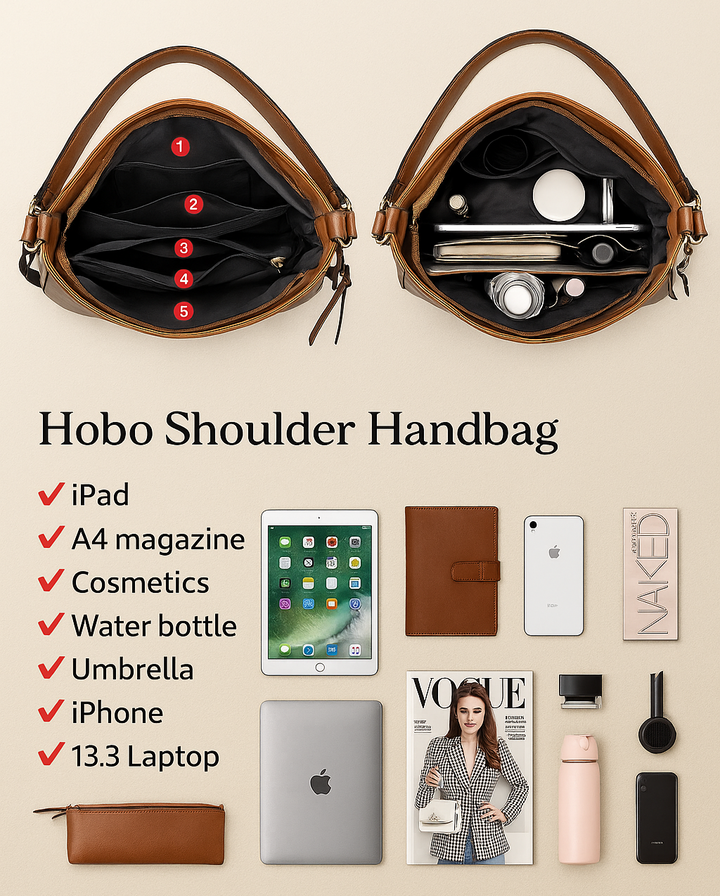 Coco Luxury Leather Hobo Anti-Theft Handbag