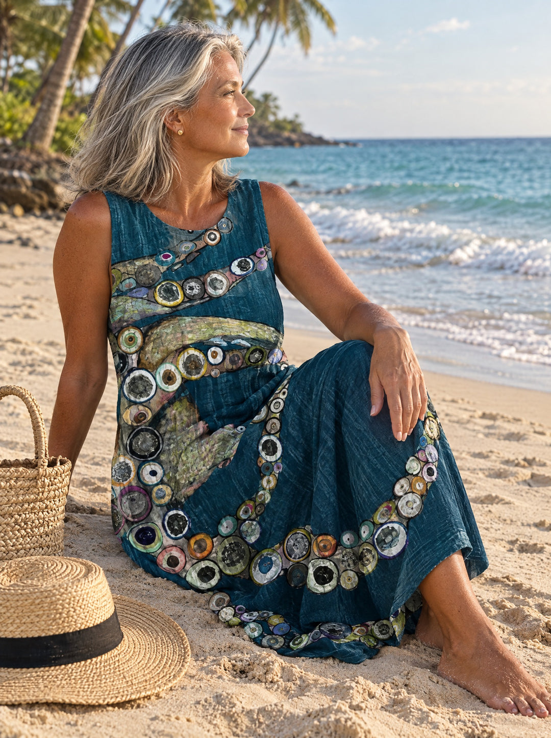 Coraline Ocean Octopus Midi Dress