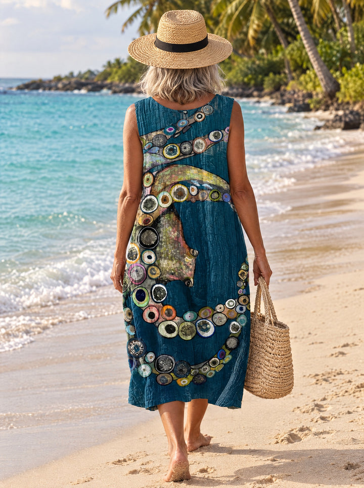 Coraline Ocean Octopus Midi Dress